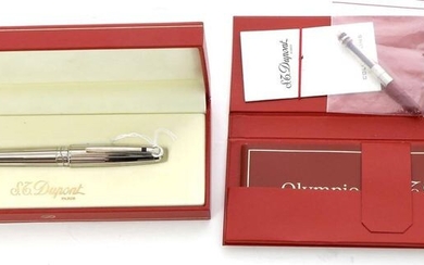 DUPONT - 18 carat gold fountain pen, "Olympio" model, mint condition, with original box, case with papers, box containing 3 cartridges (purchase value about 1000 €)