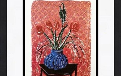 David Hockney - Amaryllis in Vase Custom Gallery Framed Print