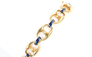 Diamond, Enamel, 18k Yellow Gold Bracelet.
