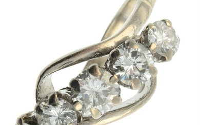 Diamond five-stone crossover ring