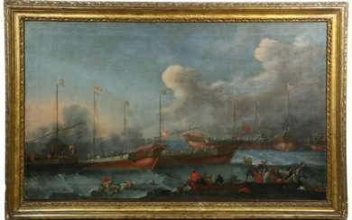 EARLY 18TH C. MONUMENTAL OIL PAINTING OF AN HISTORIC