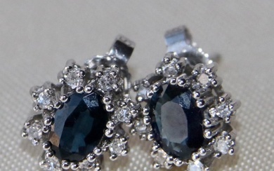 Earrings White gold Sapphire - Diamond