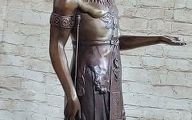 Egyptian Prince Pharaoh Bronze Statue Sculpture Figure w/ Outstretched Hand 35" x 11"