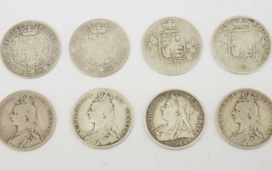 Eight Victorian silver half crowns