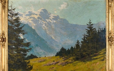 Élie DECHELLE (1874-1937) Vue de montagne Huile sur toile 80 x 100 cm