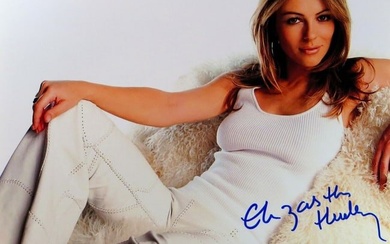 Elizabeth Hurley Signed Autographed 11X14 Photo Cute Sexy Dressed White