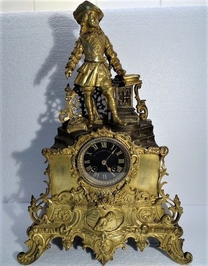 Empire tabletop clock - AD.Mougin 26281 - Bronze (gilt/silvered/patinated/cold painted), Marble - Early 20th century