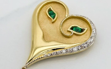 Erte Emerald Eyes Heart Mask Pendant