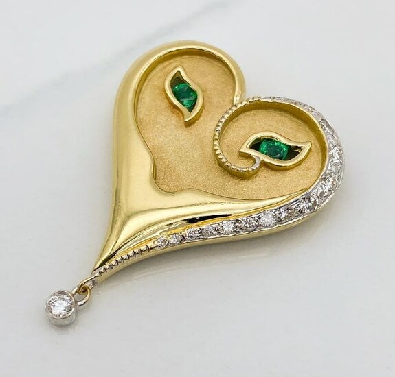 Erte Emerald Eyes Heart Mask Pendant