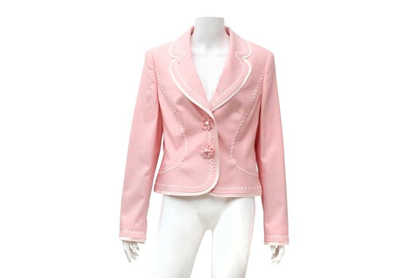 Escada Pink Wool Embellished Blazer - Size 40