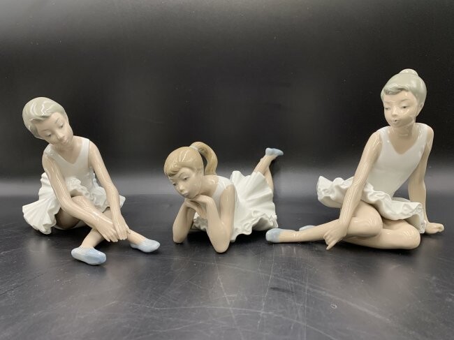 Estate Lot of 3 Lladro Porcelain Ballerina Figurines