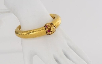 Etruscan Style 22K Yellow Gold & Ruby Bracelet