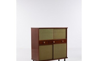 Ettore Sottsass (1917-2007) Cabinet - Special order Lacquered metal, varnished wood, brass and