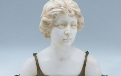 FANFANI MARBLE AND BRONZE BUST OF A MAIDEN