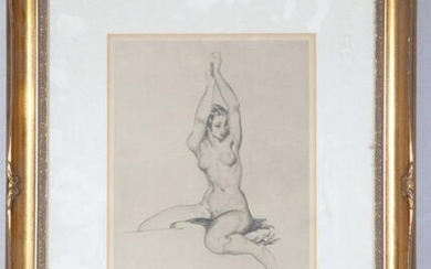 FEMALE NUDE FRAMED AND MATTED PRINT