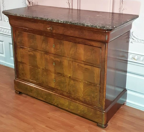 FINE LOUIS PHILIPPE STYLE COMMODE WITH GRANITE TOP