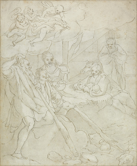 FLORENTINE SCHOOL, 17TH CENTURY The Adoration of the Shepherds. Pen and brown ink...