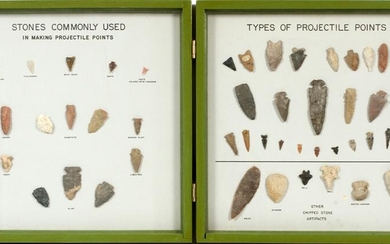 FRAMED COLLECTION OF ARROWHEADS AND OTHER TOOLS