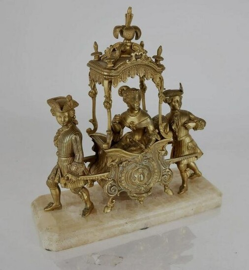 FRENCH DORE BRONZE AND MARBLE CARRIAGE