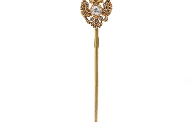 Fabergé, workmaster Edward Helenius, Imperial double headed crowned eagle pin brooch - 14 kt. Gold - Brooch Diamond