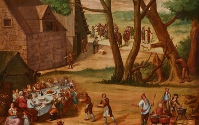 Flemish School, Villagers in a landscape