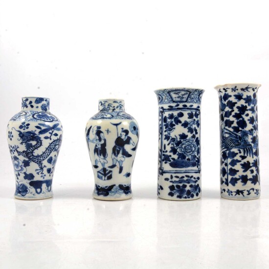 Four Chinese porcelain blue and white vases
