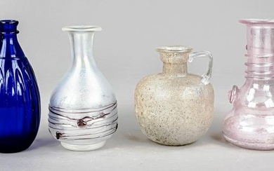 Four artist glass vases, 20th