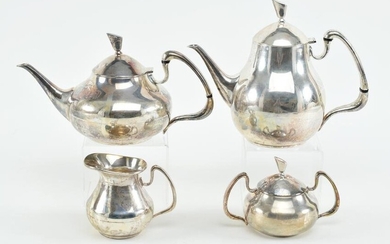 Four piece Antonio Pineda sterling silver Mexico tea