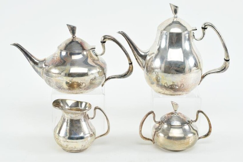 Four piece Antonio Pineda sterling silver Mexico tea