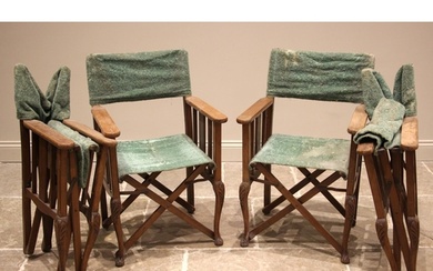 Four stained beech wood folding director's chairs, 20th cent...