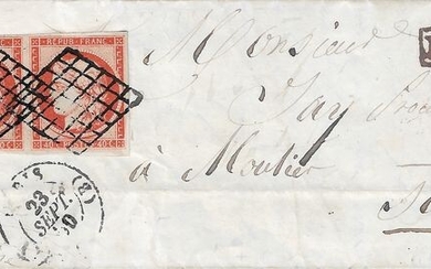 France 1850 - Ceres, 40 centimes bright orange on a cover bound for Savoie. 5a