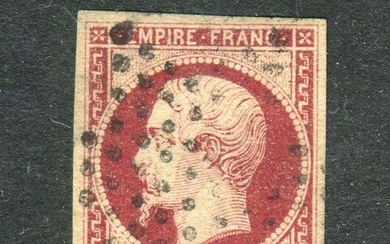 France 1853/1854 - Rare No. 18(1 franc carmine, Empire, imperforate)