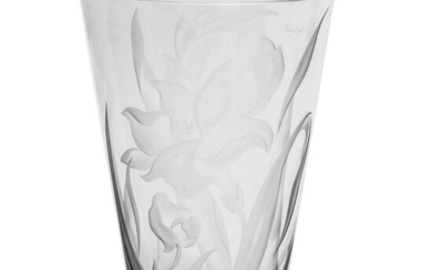 Franz Grosz Signed Crystal Etched Vase