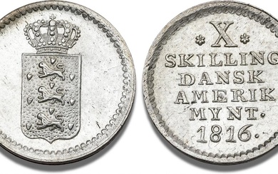 Frederik VI, Dansk-Amerikansk Mønt, 10 skilling 1816, H 11, S 4, Sieg...