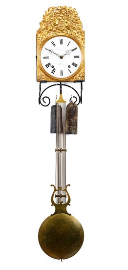 (-), French Comtoise clock with harp pendulum and...