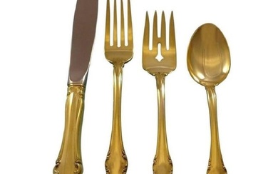French Provincial Gold by Towle Sterling Silver Flatware Set Service 12 Vermeil