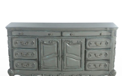 French Provincial Style Carved Wood Painted Chest of Drawers