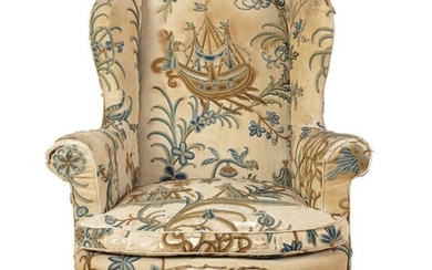 GEORGE I WALNUT WINGBACK ARMCHAIR, PARTS EARLY 18TH CENTURY