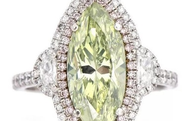 GIA Fancy Green & Pink Diamond 4.67cts Halo Gold Ring