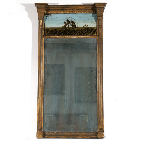 GILT CARVED & EGLOMISE WALL MIRROR