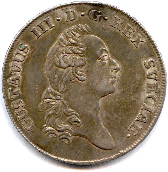 GUSTAVE III Roi de SUÈDE 1771-1792 GUSTAVUS III. D. G. REX SVECIAE. Sa tête nue....