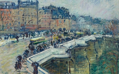 GUSTAVE LOISEAU(1865 Paris 1935)Le Pont Neuf. 1923.Huile sur toile.Signé en bas à droite : G....