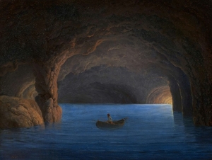 Georg Emil LIBERT Copenhague, 1820 - 1908 Pêcheur dans la Grotta Azzura à Capri