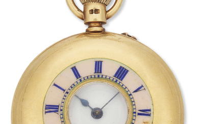 George Carley & Co. An 18ct gold half-hunter fob watch,...