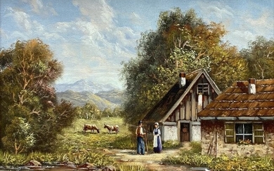 German Impressionist Landscape, Signed Baumann