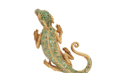 Gianmaria Buccellati Gold and emerald brooch, 1970s