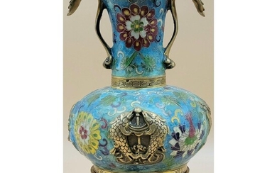 Gilt Bronze Chinese Cloisonne Vase Possibly Ming Period