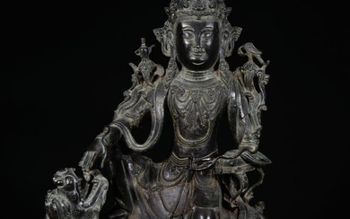 Gilt Bronze Seated Manjushri Bodhisattva