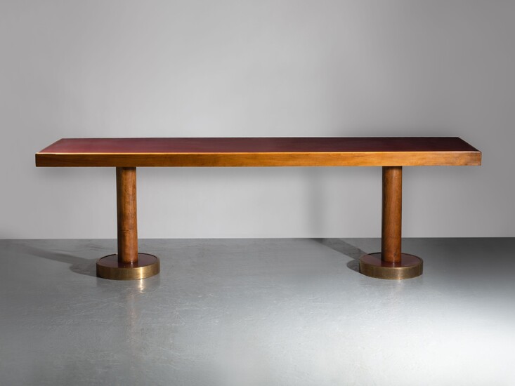 Gio PONTI 1891-1979Importante table "Conte grande" - circa 1950Piètement en hêtre et laiton, plateau en...
