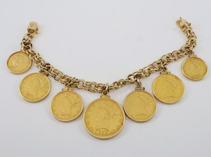 Gold Bracelet with 7 coins